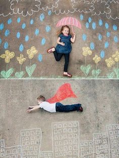 two people laying on the ground with an umbrella over their heads, and one person lying down