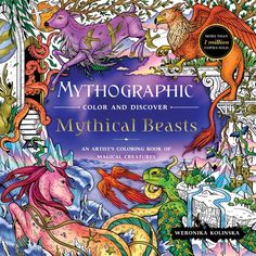 an adult coloring book with mythical beasts