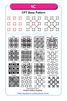 an image of different patterns for the crochet base pattern, which is also in black and white