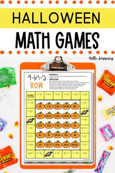 halloween math games for kids with candy on the table