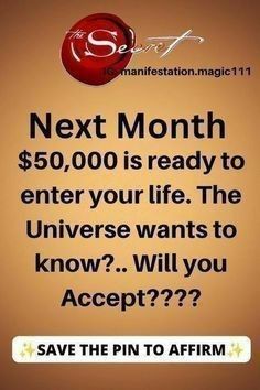 an advertisement with the message next month $ 50, 000 is ready to enter your life