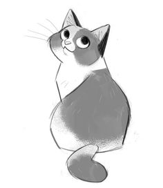 a black and white drawing of a cat