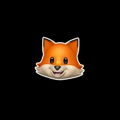 an orange fox face on a black background