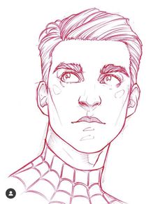 a drawing of a man's face with spider - man in the middle and bottom half