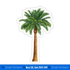 a sticker with a palm tree on it