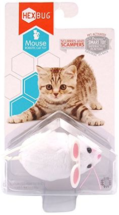 a cat toy with a mouse on it's head in the packaging for sale