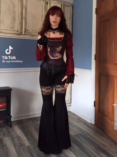 Whimsigoth Outfit Ideas, Vamp Style Outfits, Fall Goth Outfits, Goth Fall Outfits, Vampire Aesthetic Outfit, Goth Outfits Winter, Feminine Casual Outfits, Pants Halloween Costume, Witch Aesthetic Outfit