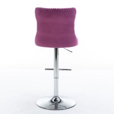 a purple stool with a chrome base and foot rest