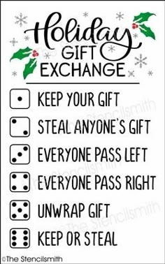 the holiday gift exchange is shown with instructions for how to get it and where to put it