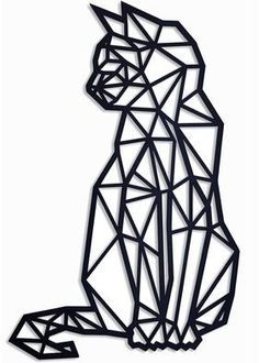 an animal made out of geometric shapes on a white background with the word cat written in black