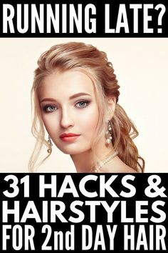 21 Easy Second Day Hair Hacks and Hairstyles | Looking for quick and easy hairstyles for short hair, shoulder length hair, medium hair, or long hair? Need hair hacks and products to make thin, straight hair less greasy and oily and remove frizz from curls? From half-up updos to sleek ponytails to messy braids and buns, these running late hairstyle tutorials are perfect for work and school! #hair #hairhacks #hairproducts #hairstyles #updos Hairstyles Beginners, Running Late Hairstyles, Second Day Hair, 2nd Day Hair, Second Day Hairstyles, Prom Makeup Looks, Fall Makeup Looks, Hairstyle Look, Easy Hair