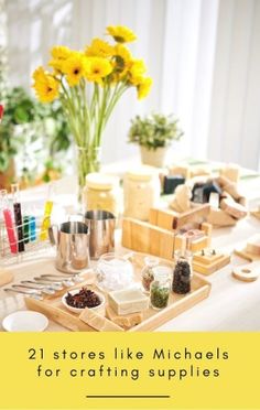 the table is full of different types of items for making soaps and body scrubs