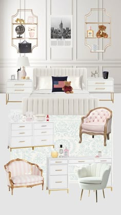 an image of a bedroom with white furniture