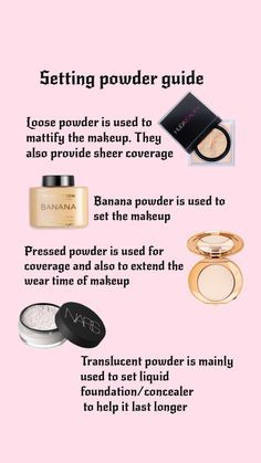 Banana Powder, Translucent Powder, Pressed Powder, Foundation Concealer, Loose Powder, Liquid Foundation, Setting Powder, Concealer