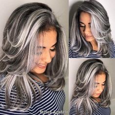 Layered Wigs, Natural Waves Hair, Grey Hair Transformation, Gorgeous Gray Hair, Grey Hair Inspiration, Silver Hair Color, Blending Gray Hair, Gray Hair Highlights, Long Gray Hair