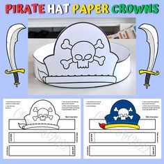 the pirate hat paper crowns is cut out and ready to be used as a craft