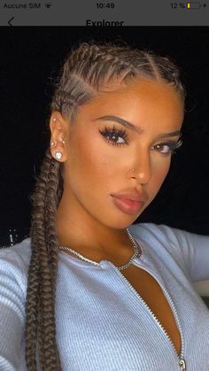 2 Braids With Added Hair, 5 Cornrows Braids Black Women, Tight Braids For White Women, Braids For Small Heads, Braid Hairstyles White Women, Cornrow Hairstyles For White Women, 2 Cornrow Hairstyles, Braids Hairstyles For White Women, Simple Cornrow Braids