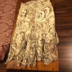 100% Silk Skirt With Polyester Lining. Brand New With Tags. Casual Silk Flowy Skirt, Casual Silk Lined Skirt, Spring Casual Silk Skirt, Casual Silk Skirt For Spring, Spring Beige Silk Skirt, Fitted Silk Casual Skirt, Fitted Silk Bottoms Casual Style, Casual Fitted Silk Bottoms, Silk Skirt