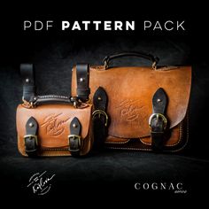 This listing is for PDF pattern to make the bags, not the actual bags! Get them both and save - as always, combo means a good deal :)  COGNAC M Make this gorgeous vintage briefcase! Cognac M (Medium) is a stylish retro satchel that is highly likely to become one of your favorite bags. Practical and functional with 2 compartments and 4 pockets, quick and easy to open thanks to the button studs, and plenty of room to be creative combining your favorite leathers and colors.  Size: approx. 11" x 8" x 2.5" Materials:  Because of the vintage style of this briefcase I recommend using veg tan - it will look its best, and also I highly recommend burnisning all the edges (all of them). Some other leathers also can be burnished like veg re-tan, and some combination tanned, so keep this in mind. Also, Cognac Satchel With Leather Backing For On-the-go, Modern Cognac Satchel For On-the-go, Cognac Satchel For On-the-go, Leather Travel Satchel With Turn-lock Closure, Cognac Satchel Bag With Turn-lock Closure, Vintage Briefcase, Backpacks Accessories, Button Studs, Chicago Screws