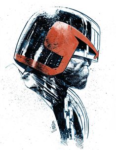 a drawing of a man wearing a helmet