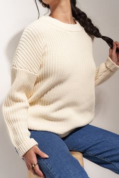 Roomy like your bf's sweater, but so much cuter, wear the Boyfriend Sweater for anything from couch-surfing to date-nighting. Bf Sweater, Couch Surfing, Boyfriend Sweater, Knit Outerwear, The Boyfriend, Knit Pants, Vintage Sweaters, Vintage Tees, Vintage Denim