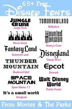 the font and numbers for disney's movies and the parks