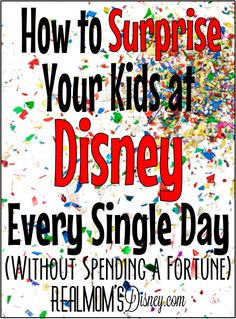 a sign that says how to surprise your kids at disney every single day without spending a fortune