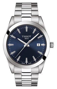 Free shipping and returns on Tissot T-Classic Gentleman Bracelet Watch, 40mm at Nordstrom.com. Boasting impeccable craftsmanship and everyday sophistication, this watch features an accurate Swiss movement and a cleanly styled sunray dial. Tissot Gentleman, Tissot Mens Watch, Gentleman Watch, Swiss Watch Brands, Tissot Watches, Rolex Oyster Perpetual, Luxury Watches For Men, Stainless Steel Band, 100m