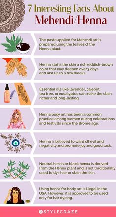 the 7 interesting fact about meherdi henna infographical poster by stylecraze