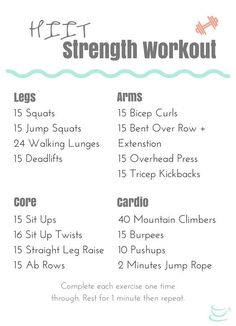 a printable workout plan for strength