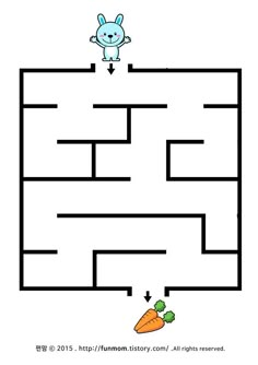 a maze with carrots and an animal on it that is going to the left