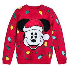 Cheer Sweater, Santa Mickey, Mickey Mouse Toys, Family Sweater, Xmas Outfits, New Mickey Mouse, Colorful Lights, Apparel Merchandising