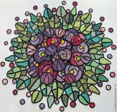 a drawing of a colorful flower with lots of dots