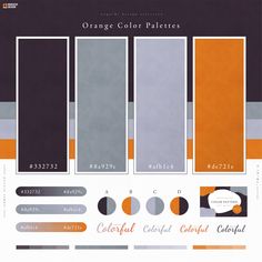 an orange and grey color palette with different colors