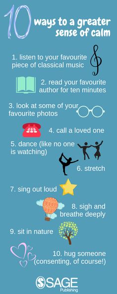 the ten ways to a greater sense of calmness infographical poster with text