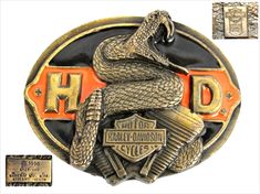 1990 Harley Davidson, Siskiyou Belt Buckle Rattle Snake, River Rat, Harley Davidson Logo, Bolo Ties, Vintage Belt Buckles, Bike Week, Orange Accents, Vintage Belts