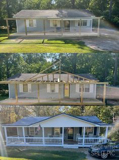 before and after pictures of a house being built