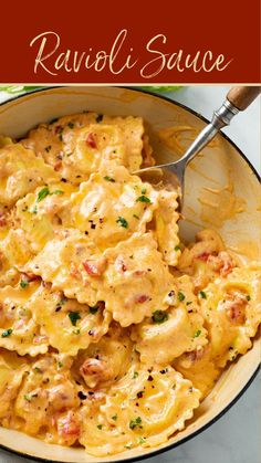 a skillet filled with macaroni and cheese on top of a marble counter