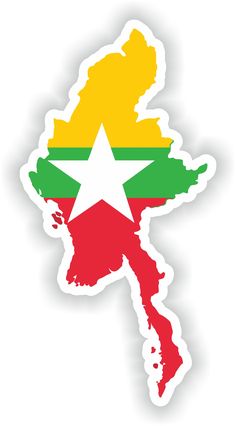 myanmar map with flag sticker on white background stock photo - 1307892