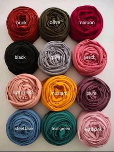 Hijab Colours, Colours Name, Color Names Chart, Colour Names