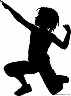 a black and white silhouette of a girl jumping in the air with her arms outstretched