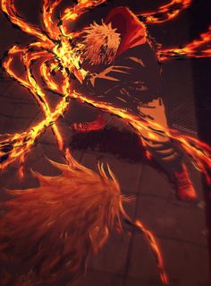 an animated image of a fire breathing demon