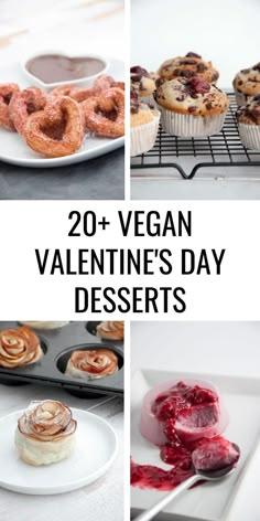 vegan valentine's day desserts with text overlay