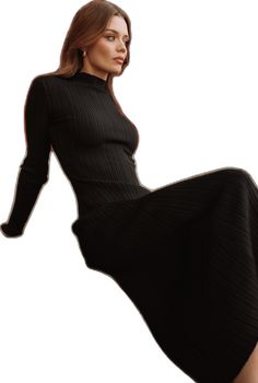 Spring Bodycon Turtleneck Midi Dress, Ribbed Stretch Midi Dress For Fall, Stretch Ribbed Midi Dress For Fall, High Neck Ribbed Bodycon Midi Dress, Ribbed High Neck Bodycon Midi Dress, Ribbed Bodycon High Neck Midi Dress, Evening Long Sleeve Ribbed Sweater Dress, Ribbed Sweater Dress For Winter Evenings, Ribbed Sweater Dress For Evening In Winter