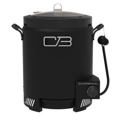 the charcoal smoker is shown in black