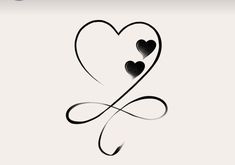 two hearts are drawn in the shape of an x on a white background with black lines