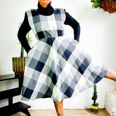 Instagram- @Shopchickaboomvintage For The Best Deals & 1st Dibs. 70’s Vintage Rayon & Wool Black & Grey Buffalo Plaid Turtleneck Pullover Dress Size 7/8 I’m Having A Hard Time Letting This One Go!!! I Used To Wear This With Maroon, Knee-High Gucci Boots And I’d Always Get Loads Of Compliments, But Alas, It’s Time To Let This Beauty Go, As She’s A Wee Bit Big For Me Now. The Most Comfortable, Warm, Wool & Rayon Woven Plaid Dress In The Palest Of Grey, Medium Grey, Charcoal & Deep Black. Contrast, Stretchy Knit Sleeves And Turtleneck. So Dang Chic! So 70’s Runway With Knee High Boots And A Wide Black Belt. Pullover Style & A Mix Between A Sweater Dress & A Wool Dre Knit Turtleneck Dress, 1st Dibs, Gucci Boots, Turtleneck Pullover, Turtleneck Dress, Grey Plaid, Knit Turtleneck, Knit Sleeve, Layer Dress