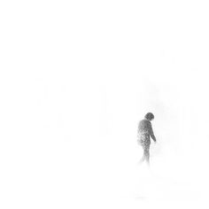 a person standing in the snow with their back to the camera, looking at something