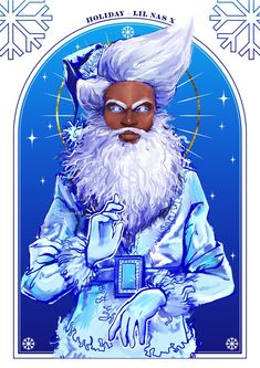 an image of santa claus in blue and white