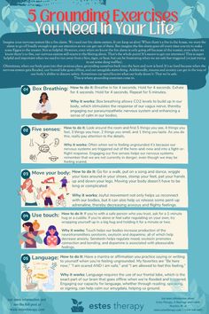 Feeling overwhelmed or anxious? Struggling with intense emotions? Grounding exercises can help you regain calm and control. Grounding helps manage anxiety, keeping you present and centered, and allows you to cope with big emotions effectively. Remember, it takes time to master grounding. Be kind and gentle with yourself as you practice. Estes Therapy supports individuals and couples on their emotional journey. If you're struggling with anxiety, consider reaching out for professional support. A therapist can help you explore grounding techniques and other coping strategies. With the right tools, you can navigate life's challenges with resilience and confidence. Gentle With Yourself, Intense Emotions, Grounding Exercises, Big Emotions, Grounding Techniques, Feeling Scared, Parasympathetic Nervous System, Writing Therapy, Coping Strategies